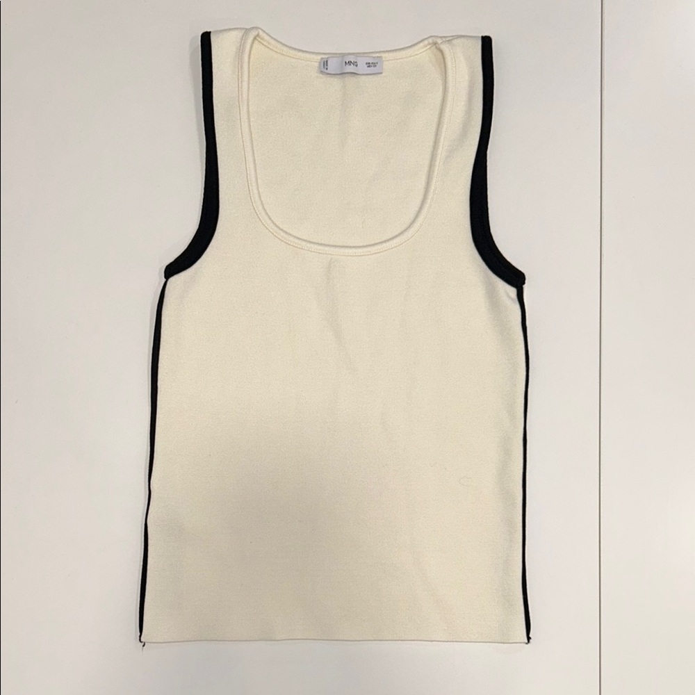 Mango Cream Tank Top with Black Accents